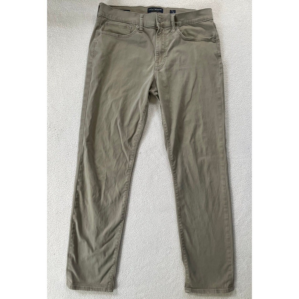 Lucky Brand Mens 33x32 121 Slim Pants Khaki Tan Chinos Stretch